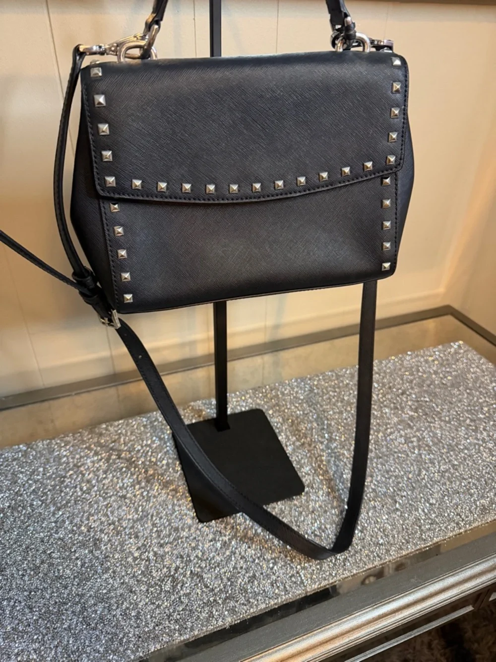 ⭐️Michael Kors Black Studded‎ Top-Handle Crossbody Bag